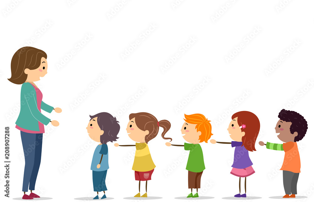 Stickman Kid Arms Line Teacher Illustration Stock Vector | Adobe Stock