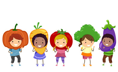 Sticker - Stickman Kids Vegetable Costume Illustration