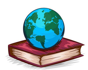 Canvas Print - Globe Book Illustration