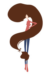 Wall Mural - Girl Question Mark Hairstyle Illustration