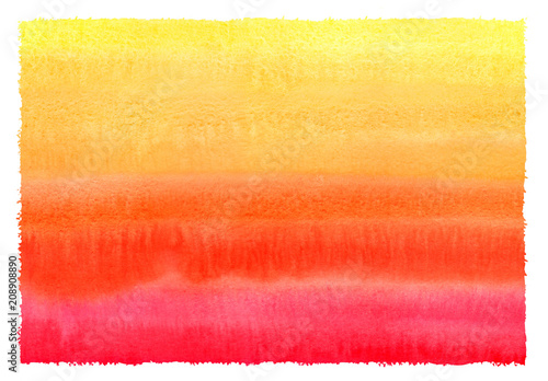 Yellow, orange, red gradient watercolor autumn background with uneven, rough ...