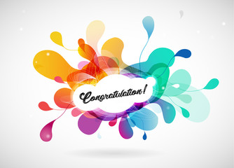 Wall Mural - abstract colored flower background with congratulation text.