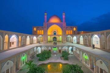 A historical mosque in Kashan, Iran. The mosque was built in the late 18th century by master-mimar Ustad Haj Sa'ban-ali. Property release is not needed for this public place.