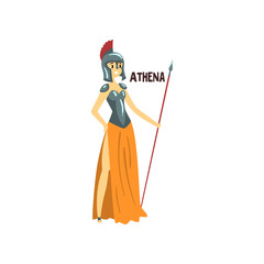 Wall Mural - Athena Olympian Greek Goddess, ancient Greece mythology character vector Illustration on a white background