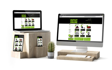 Canvas Print - wooden cubes devices isolated outlet onlineresponsive website