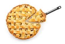 Tasty Homemade Apple Pie On White Background