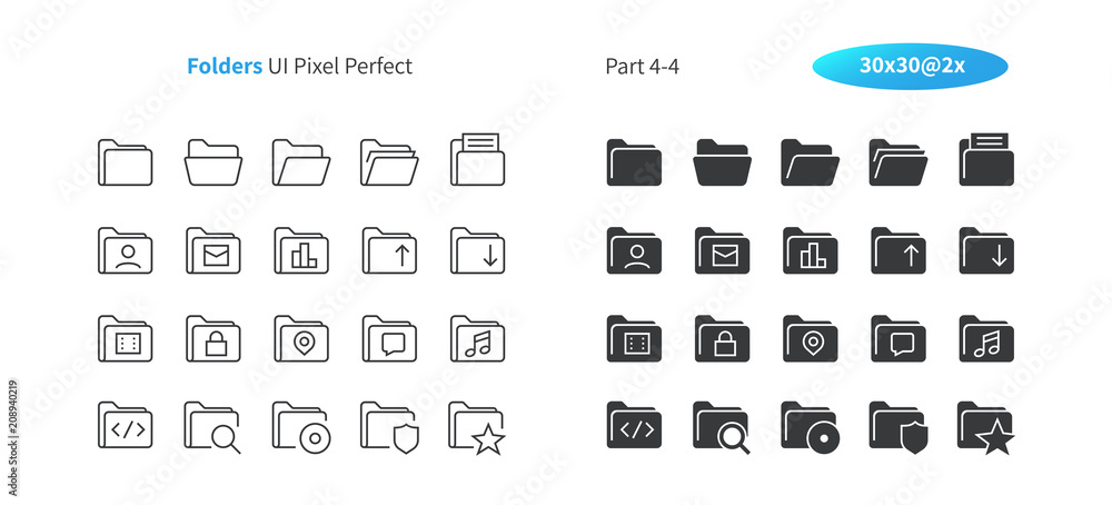 Folders UI Pixel Perfect Well-crafted Vector Thin Line And Solid Icons ...