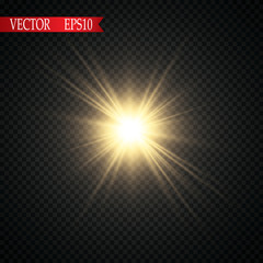 Wall Mural - Glow light effect. Starburst with sparkles on transparent background. Vector illustration. Sun
