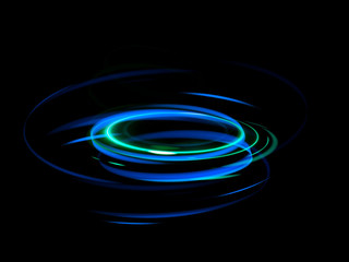 Wall Mural - glow effect. ribbon glint. abstract rotational border lines. power energy. led glare tape. .luminous