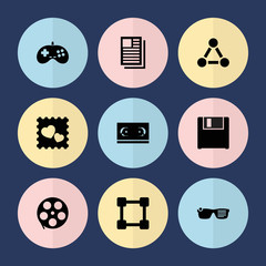 Wall Mural - set of 9 media filled icons