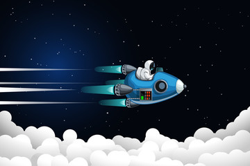Wall Mural - astronaut flying above clouds
