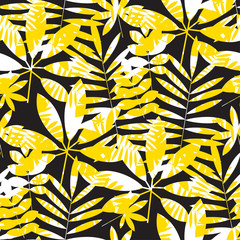Wall Mural - yellow and black geometric summer seamless pattern