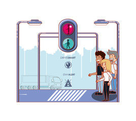 Canvas Print - security of pedestrian in the road vector illustration design