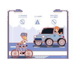 Sticker - driver safely campaign label vector illustration design