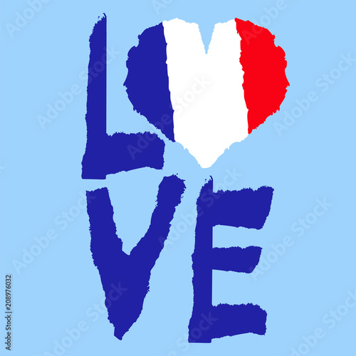 Love Guiana America Vintage National Flag In Silhouette Of Heart