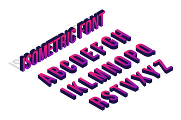 Creative vector illustration of modern trend glitch isometric font isolated on background. Art design 3d alphabet with distortion with drop shadow. Abstract concept graphic typeface element