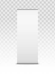 Wall Mural - creative vector illustration of empty roll up banners with paper canvas texture isolated on transpar