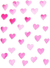 Hand Drawn Color Watercolor Pattern Element Pink Love Heart
