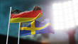 3D Illustration. Two national flags waving on wind. Night stadium. Championship 2018. Soccer. Germany versus Sweden