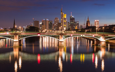 Wall Mural - Frankfurt skyline in the night with the Main river