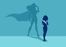 Vector Of A Strong Business Woman Imagining To Be A Super Hero