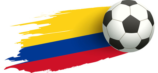 Wall Mural - Soccer ball and flag of Colombia. Victory kick goal