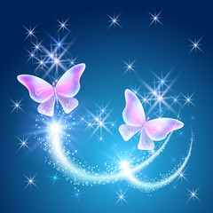 Wall Mural - Transparent butterfly with stars