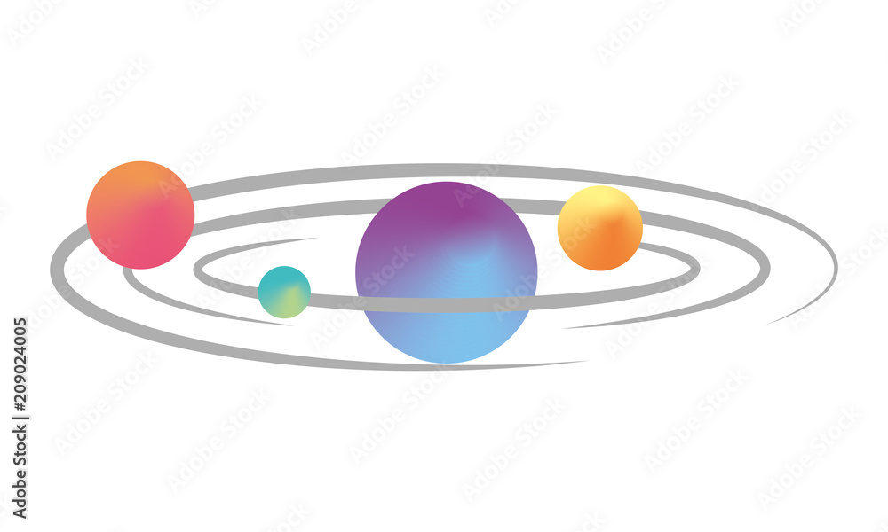 space planets orbiting isolated icon vector illustration design - obrazy, fototapety, plakaty 