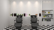 © CherryKTDigitalfile - salon interior modern style,spa,beauty, 3d illustration,hairdresser,hair, nail salon,background