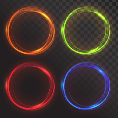 Set of glowing circles. Round frames