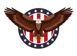 Sticker - american eagle flag in label decoration vector illustration