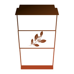 Sticker - herbs tea cup in plastic container vector illustration design