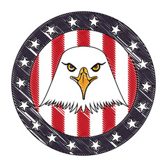 Sticker - american eagle usa flag emblem vector illustration drawing