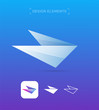 © nickimpression - Vector airplane wing. Abstract material design, flat and line style. Origami paper