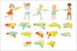 © topvectors - Kids Playing With Water Pistols And Assortment Of Guns