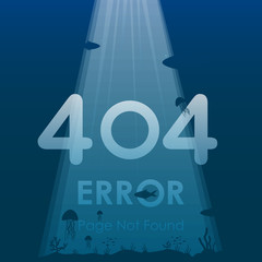 Wall Mural - 404 error page not found in under ocean background design