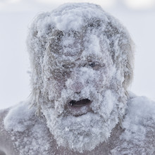 Portrait Of A Bearded Man In The Snow