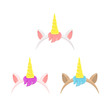 Set of unicorn headbands with hair