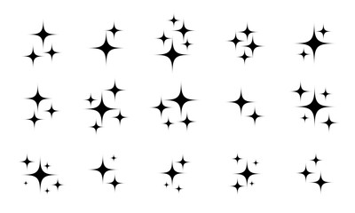 Wall Mural - star sparkles twinkling vector set