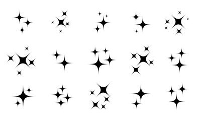 Wall Mural - star sparkles glittery twinkle vector set