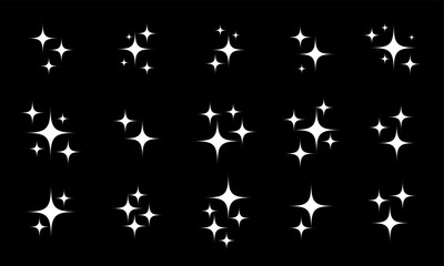 Wall Mural - star sparkles twinkling vector set