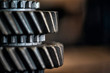 © Tatiana - elements of steel gears close-up with copy space