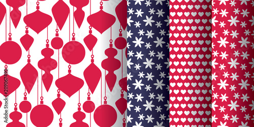 Simple classic xmas seamless pattern set