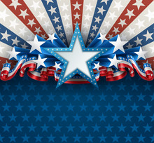 Patriotic American Background With Star