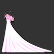 Watercolor wedding dress decorated with lily