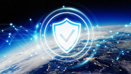 Wall Mural - cyber security on planet earth 3d rendering
