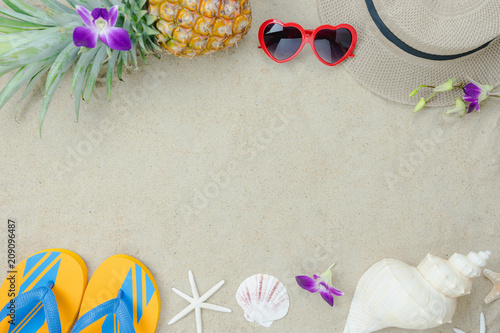 Table Top View Aerial Image Of Summer Travel Beach Holiday In