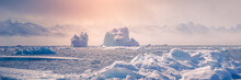 Greenland : Amazing Iceberg On The Sea, Climate Change. Banner