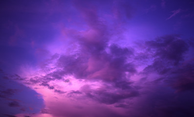 violet sky with clouds
