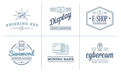 Set of Vector Cyber Security Identity Badges and Signs Can be used as Logotype